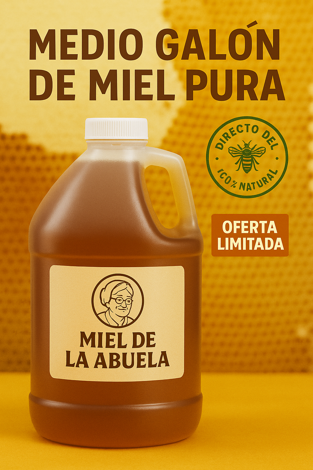 Medio Galón de Miel de Abeja 100% Pura – 64 onzas
